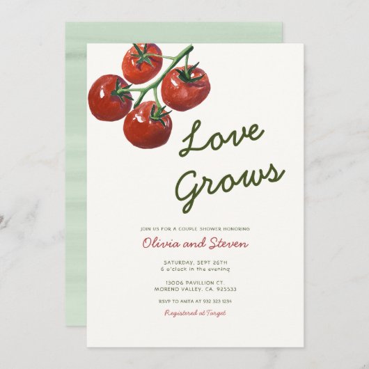 Tomato Party Theme Paar Douche Kaart (Voorkant / Achterkant)