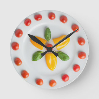 Tomato, Pepper en Basil Wall-klok Ronde Klok