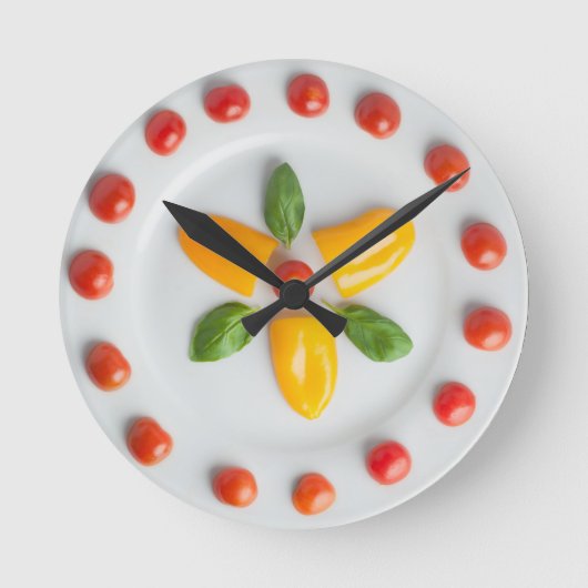 Tomato, Pepper en Basil Wall-klok Ronde Klok (Voorkant)