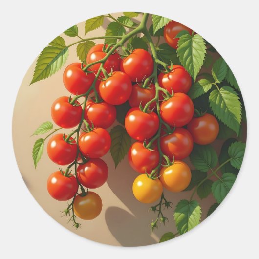 Tomato Plant Gardening Themed Summer Vibes Ronde Sticker (Voorkant)