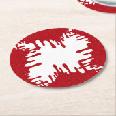 Tomato Red Abstract Heart Coaster – Customizable Ronde Kartonnen Onderzetter (Gebogen)