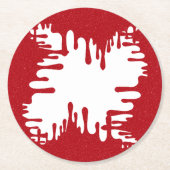 Tomato Red Abstract Heart Coaster – Customizable Ronde Kartonnen Onderzetter (Voorkant)