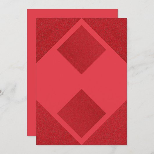 Tomato Red Diamond Block Invitation –  Save The Date (Voorkant / Achterkant)