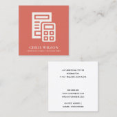 TOMATO RED MODERN CALCULATION ICON ACCOUNTING VIERKANTE VISITEKAARTJE (Voorkant / Achterkant)