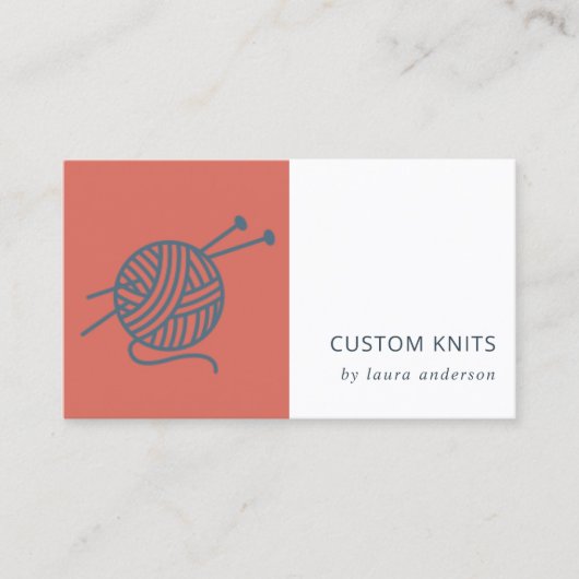 TOMATO RED NAVY GRAY KNITTING WOOL YARN BALL VISITEKAARTJE (Voorkant)