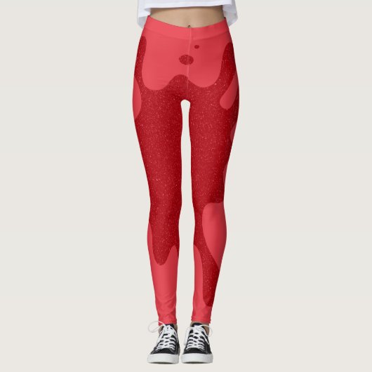 Tomato Red Speckle-Panel Leggings – Customizable (Voorkant)