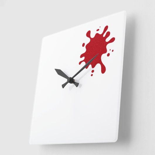 Tomato-Red Splash Modern Wall Clock – Customizable Vierkante Klok (Hoek)