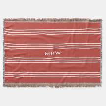 Tomato Red Stripes, aangepast deken van monogram