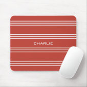 Tomato Red Stripes aangepast monogram mousepad Muismat (Met muis)