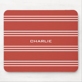 Tomato Red Stripes aangepast monogram mousepad Muismat