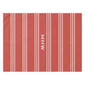 Tomato Red Stripes aangepast monogram tafelkleden (Voorkant (Horizontaal))