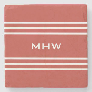 Tomato Red Stripes aangepast onderzetter monogram