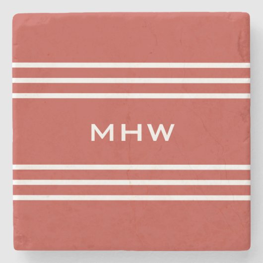 Tomato Red Stripes aangepast onderzetter monogram (Voorkant)