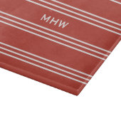 Tomato Red Stripes aangepaste monogram snijplaten Snijplank (Hoek)