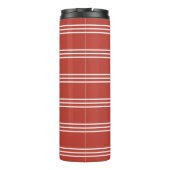 Tomato Red Stripes aangepaste monogram tumbler Thermosbeker (Achterkant)