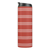 Tomato Red Stripes aangepaste monogram tumbler Thermosbeker (Geroteerd rechts)