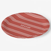 Tomato Red Stripes bord aangepast monogram (Gekanteld)