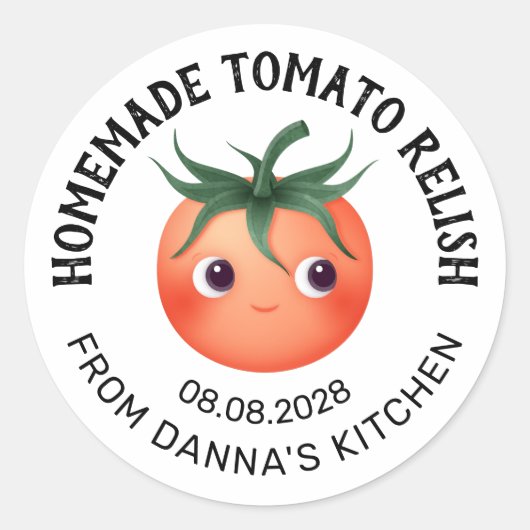 Tomato Relish inblikken label met baby tomaat (Voorkant)