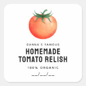 Tomato Relish inblikken label met rode tomaat ontw (Voorkant)