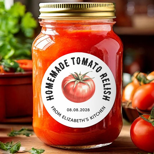 Tomato Relish inblikken label zelfgemaakte tomaat
