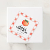 Tomato Relish label met rode tomaat boerderij look (In situ)