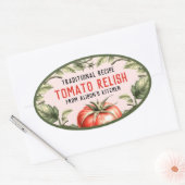 Tomato Relish  stijlillustratie Ovale Sticker (Envelop)