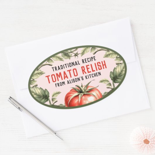 Tomato Relish  stijlillustratie Ovale Sticker (Envelop)