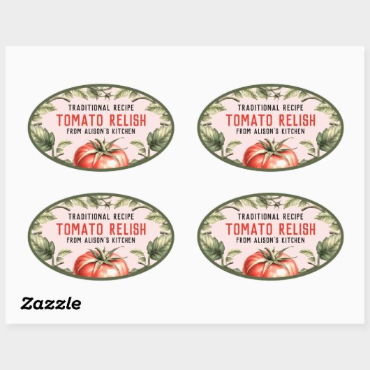 Tomato Relish  stijlillustratie Ovale Sticker (Vel)