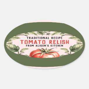 Tomato Relish stijlillustratie Ovale Sticker