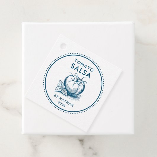 Tomato salsa custom colours bedankjes labels (In situ)