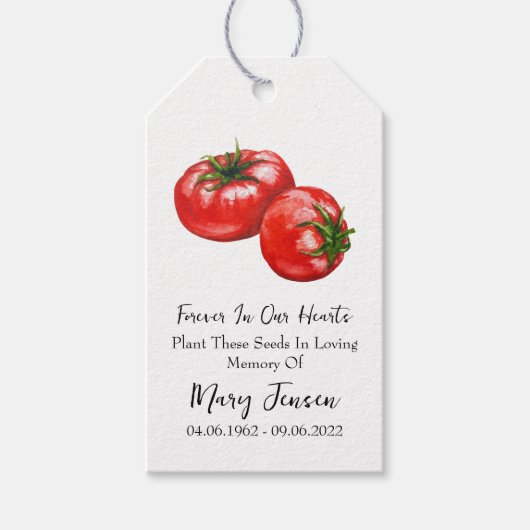 Tomato Seed Packet Memorial begrafenis Cadeaulabel (Voorkant)