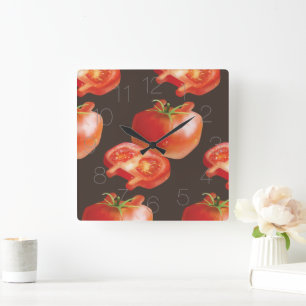 Tomato Slice Vierkante Klok