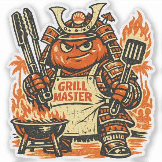 Tomato Tank BBQ Commandant — Vintage Zomer Grill Sticker (Voorkant)