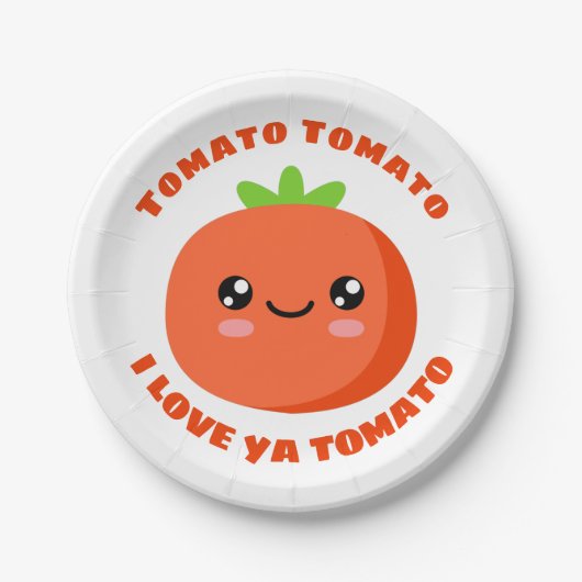 Tomato Tomato Ik hou van je tomato Papieren Bordje (Voorkant)
