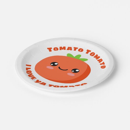 Tomato Tomato Ik hou van je tomato Papieren Bordje (Gekanteld)