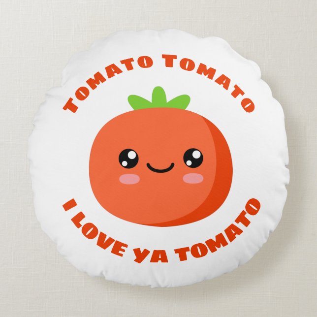 Tomato Tomato Ik hou van je tomato Rond Kussen (Voorkant)