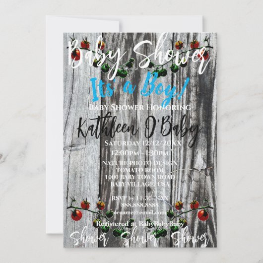 TOMATO VINE FOTO BABY SHOWER INVITATION KAART (Voorkant)