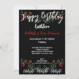 TOMATO VINE PHOTO GARDEN PARTY BIRTHDAY INVITATION KAART