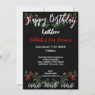 TOMATO VINE PHOTO GARDEN PARTY BIRTHDAY INVITATION KAART