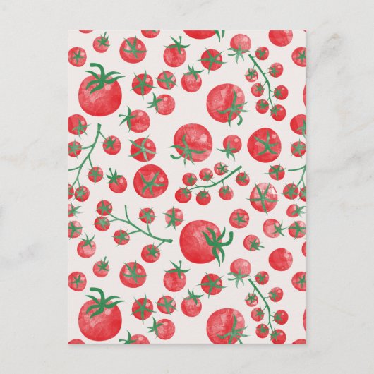 Tomato Watercolor Mediterranean Summer Pattern Briefkaart (Voorkant)