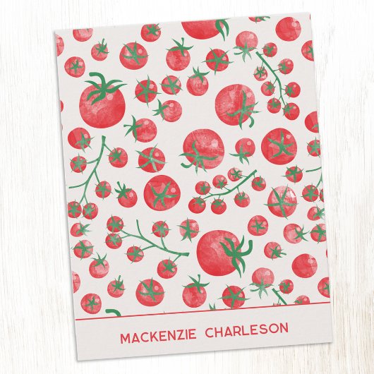 Tomato Watercolor Mediterranean Summer Personalize Notitiekaartje