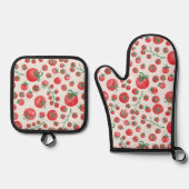 Tomato Watercolor Pattern Ovenwant & Pannenlap Set (Voorkant)