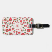 Tomato Waterverf Monogram Initiaal gepersonaliseer Bagagelabel (Voorkant horizontaal)