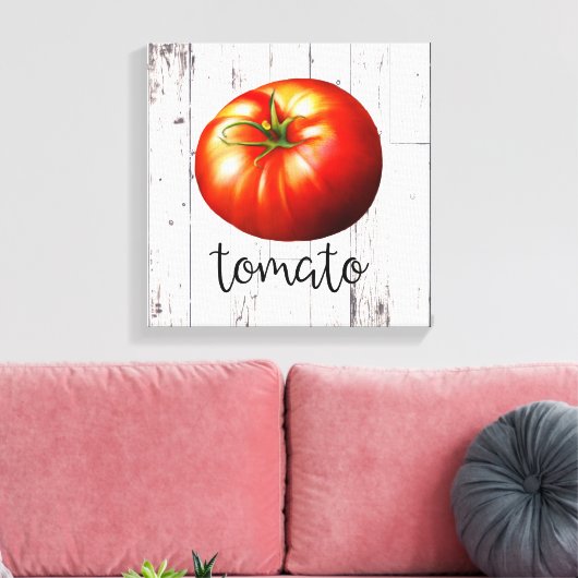 TOMATO White Wood Rustic Farmhouse Kitchen Art Canvas Afdruk (Insitu (Woonkamer))