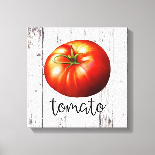 TOMATO White Wood Rustic Farmhouse Kitchen Art Canvas Afdruk (Voorkant)