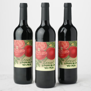 Tomato Wine Artsy gepersonaliseerde, noodlijdende Wijn Etiket