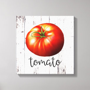 TOMATO Witte Houten Rustieke Boerderij Keuken Kuns Canvas Afdruk
