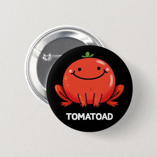 Tomatoad Funny Tomato Toad Pun Dark BG Ronde Button 5,7 Cm (Voorkant /achterkant)