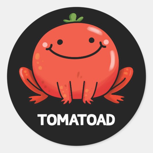Tomatoad Funny Tomato Toad Pun Dark BG Ronde Sticker (Voorkant)