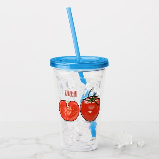 Tomatocartoonillustratie acryl drinkbeker (Voorkant ijs)